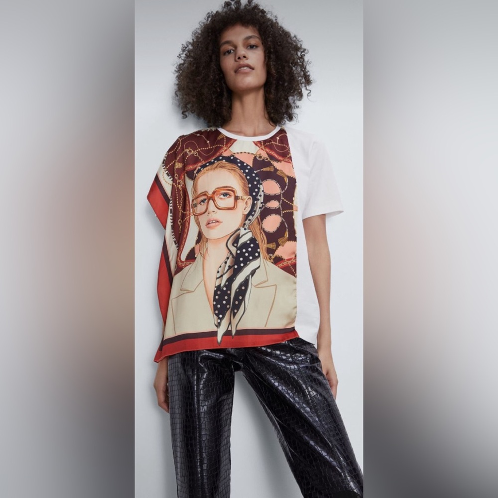 Zara Printed Scarf Top - Size Small - NWT